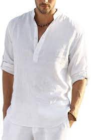 Buy Coofandy Men S Cotton Linen Henley Shirt Long Sleeve Hippie Casual Beach T Shirts Online In Hungary B08fhqvrh8