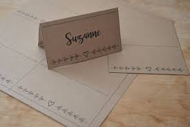 Table Setting Place Cards Linear Leaf Vine With Heart Wedding And Shower Guest Tags Black And Whi Name Tag Design Place Cards Wedding Name Tags