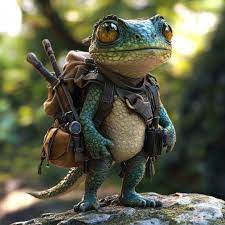 Sapo com uma mala em um close de fundo marrom | imagem Premium gerada com IA