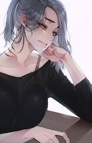 ratatatat74, women, shark teeth, gray hair, black shirt, artwork, fan art,  illustration, digital art | 2200x3400 Wallpaper - wallhaven.cc