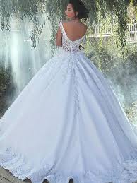 Lace sleeves are top of our mind when it comes to a long sleeve ballgown dress. Ball Gown Scoop Sleeveless Sweep Brush Train Lace Satin Wedding Dresses Fabmiss
