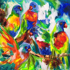 Rainbow Lorikeets By Amanda Brooks Paintings For Sale Bluethumb Online Art Gallery Bird Art Birds Painting Painting