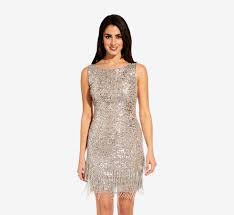 Visit the adrianna papell store. Petite Sleeveless Beaded Cocktail Dress In Silver Adrianna Papell