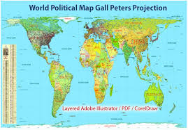 Being an important symbol of the sovereign state, the national flags describe in their colors and design the history and the present day of the countries. Printable World Political Map In Gall Peters Projection Editable Adobe Pdf