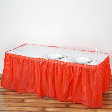 14ft Red 10 Mil Thick Pleated Plastic Table Skirts Disposable Table Skirt Spill Proof In 2020 Table Skirt Plastic Tables How To Look Classy
