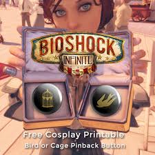 Bioshock Bird Or Cage 5 Minute Cosplay Lutece Bird Or Cage Pin Button Printable Bioshock Cosplay Button Pins