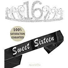 Sweet 16 Birthday Crown And Sash 16th Birthday Party Supplies 16th Birthday Tiara And Sash Happy 16th Birthday Part With Images 16th Birthday Gifts For Girls Birthday Tiara Happy 16th Birthday