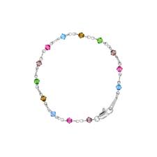 Bracelete (1) pulseira com berloque (4) tornozeleira (3) outros (3) corrente em fio (23). Pulseira Folheada A Rodio Com Pedrinhas Coloridas World Best Fabrica De Semi Joias E Prata 925