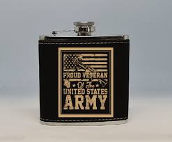 Macorner Personalized Military Veteran Flask