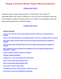 These engines have two spark plugs. Briggs And Stratton Repair Manual Pdf Fill Online Printable Fillable Blank Pdffiller