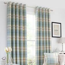 Duck Egg Highland Check Lined Eyelet Curtains Dunelm Duck Egg Living Room Curtains Dunelm Check Curtains