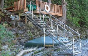 Steel And Aluminum Stairs For Waterfront Access Outdoor Stairs River House Exterior Cottage Stairs
