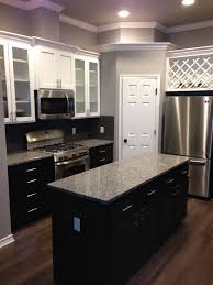 White Upper Cabinets With Espresso Lower Cabinets Love The Contrast Love Our New House Upper Kitchen Cabinets Kitchen Cabinet Colors Upper Cabinets