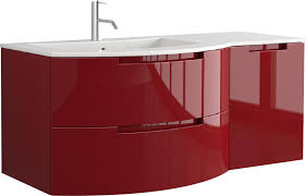 The bathroom is associated with the weekday morning rush, but it doesn't have to be. 53 Inch Modern Floating Bathroom Vanity Red Glossy Finish With Left Sink Top