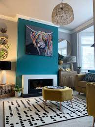 Farrow Ball Vardo Colour Match Feature Wall In 2020 Blue Feature Wall Living Room Teal Living Rooms Feature Wall Living Room