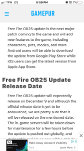 First of all, download garena free fire for pc. Ob25 Release Date Freefire