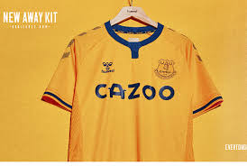 The away kit, which is similar but in light blue, is inspired by a classic tailored aesthetic but filtered photograph: Everton Salutes Historic Kit Combo With New Hummel Away Strip Thebusinessdesk Com