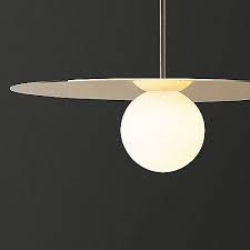 The Bola Disc Pendant By Pablo Designs Is A Striking Contemporary Fixture Featuring A Round Opaline Glass Diffuser That Glass Diffuser Ceiling Lamp Lamp Light