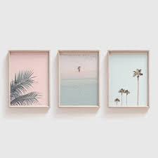 Set Of 3 Printslarge Wall Artpastel Wall Artpastel Etsy In 2021 Beach Wall Art Set Pastel Wall Art Pink Wall Art