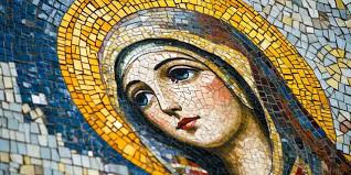 Mosaico del rostro de la Virgen