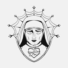 Black white virgin mary button Images