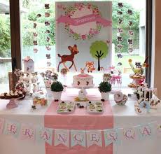 Pretty Dessert Table At A Forest Baptism Party See More Woodland Baby Showe In 2020 Woodland Baby Shower Decorations Baby Girl Shower Themes Baby Shower Woodland Theme