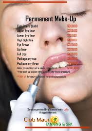 Club Maui Tanning Spa Permanent Makeup Price List Makeup Prices Lip Permanent Makeup Permanent Makeup Eyeliner