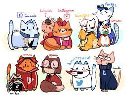 I Tried Something Different This Time I Replace Them With Cats W A Little Doodles Of Social Media P Social Media Art Social Media Drawings Character Design
