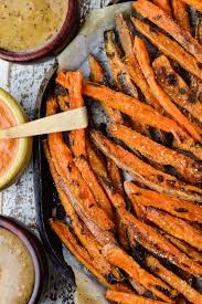 Serve with the dipping sauce and garnish with parsley if desired. Crispy Baked Sweet Potato Fries With Dipping Sauces Linger