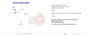 Balok merupakan bangun ruang yang terdiri dari enam sisi yang berbentuk persegi panjang, 3 sisi yang berpasangan, memiliki 12 rusuk dan 8 titik sudut. Jaring Jaring Balok Geogebra