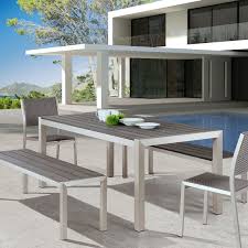 Metropolitan Outdoor Dining Bench By Zuo Outdoor Dining Set Outdoor Dining Table Modern Outdoor Furniture