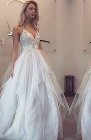 Prom Dresses Split 2020 Unique White Spaghetti Straps Natural Floor Length Long A Line Princess Tulle Prom Dresses In 2020 Prom Dresses Sleeveless Tulle Prom Dress Cheap Evening Gowns