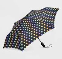 ShedRain Polka Dots Auto Open Auto Close Compact Umbrella - Rainbow:  Telescoping Shaft, Polyester Shell
