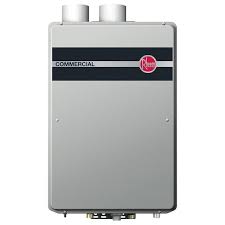 rheem commercial 9 5 gpm natural gas high efficiency indoor tankless water heater gas water heater tankless water heater heating and plumbing