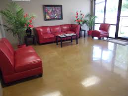 Decorative Painting Concrete Floors With Epoxy Design Combine With Red Sofa For Livingroo Painted Concrete Floors Living Room Paint Concrete Floors Living Room