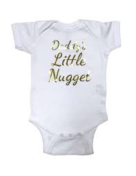 Daddys Little Nugget Design2 Gold Metallic Baby Birth Pregnancy Baby Shower One Piece Bodysuit Toddler Shirt