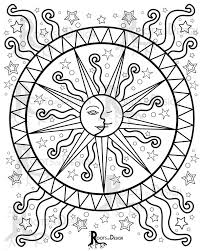 Instant Download Coloring Page Celestial Mandala Design Etsy Moon Coloring Pages Mandala Coloring Pages Sun Coloring Pages