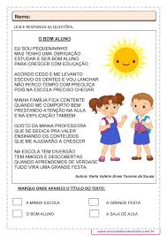 Atividades e lembrancinhas para o dia do estudante. Atividade Do Poema O Bom Aluno Com Interpretacao De Texto