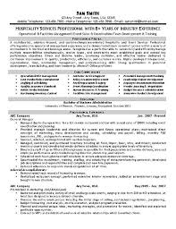 Hospitality Resume Example