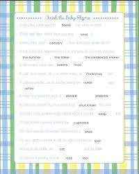 Printable Nursery Rhyme Fill In The Blank Game For Baby Showers Printable Baby Shower Games Storybook Baby Shower Printable Baby Shower Games Boy