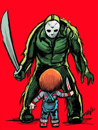 Freddy Krueger Vs Jason Vs Michael Myers Vs Chucky Log In Horror Movie Art Funny Horror Slasher Movies