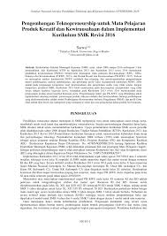 Rpp produk kreatif dan kewirausahaan. Pdf Pengembangan Teknopreneurship Untuk Mata Pelajaran Produk Kreatif Dan Kewirausahaan Dalam Implementasi Kurikulum Smk Revisi 2016