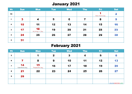 It featuring 12 months of monthly and weekly pages for easy planning and scheduling from january 2021 to december 2021. Printable Calendar January And February 2021 Word Pdf