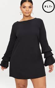 Plus Black Frill Sleeve Shift Dress Plus Size Dresses Uk Plus Size Dresses Plus Size Fashion
