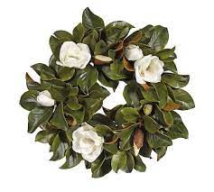 Magnolia wreath, magnolia flower wreath, white magnolia flower wreath, farmhouse wreath, spring wreath, front door wreath. Faux Magnolia Flower Wreath Pottery Barn
