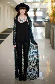 Stunning Coverup Full Length Lace Kimono And Frankie B Jeans Via The Style Rawr Lace Kimono Outfit Fashion Black Lace Jacket