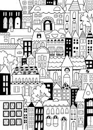 Felicity French Houses Coloring Page Doodle Art House Doodle Art