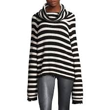 Black And White Striped Sweater Women S Rta Alexis Turtleneck Sweater 311 Liked On Polyvore Featuring Tops Sweaters Oversized Swe Oversized Striped Sweater Destroyed Sweater Turtleneck Sweater