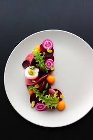 Roasted Beetroot And Pickled French Melon Salad Farm On Plate Eten En Drinken Gastronomisch Eten Eten