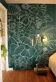 Fresque Murale Vegetation Tropicale En 2020 Fresque Murale Parement Mural Peinture Murale